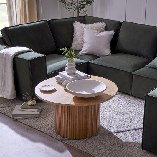 Hattie Round Pedestal Coffee Table - Natural