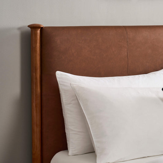 Dallas Bed Frame - Faux Leather Tan - DUSK